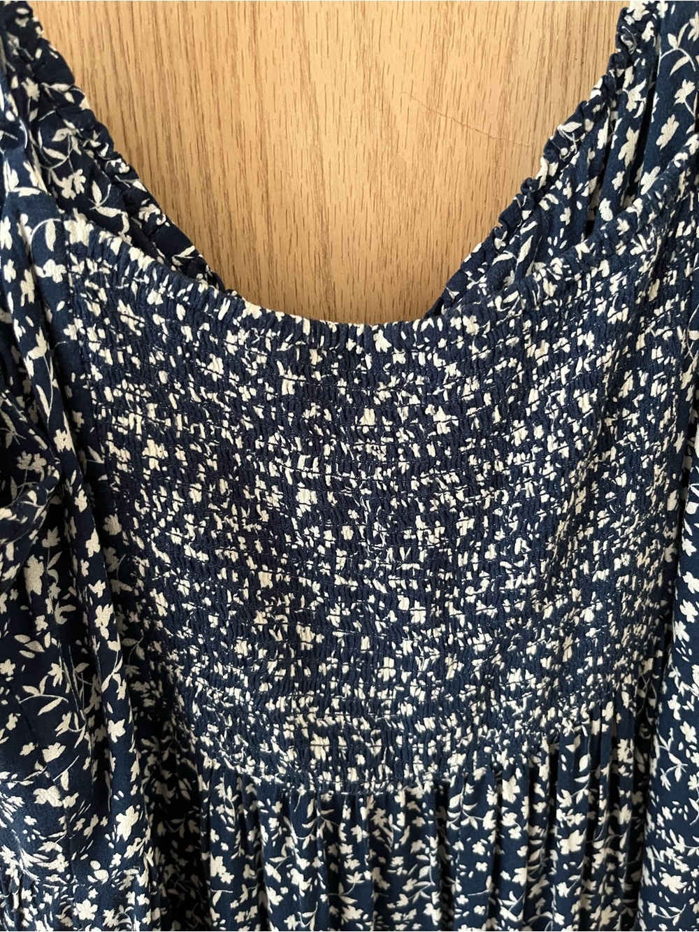 Old Navy Fit & Flare Floral Smocked Midi Cami Dress in Blue Ditsy Floral - Picture 6 of 10